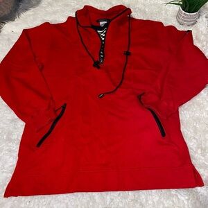 Vintage Y2K Catalina Red 1/4 Zip Hoodie Jacket under dicky nautical S 89
